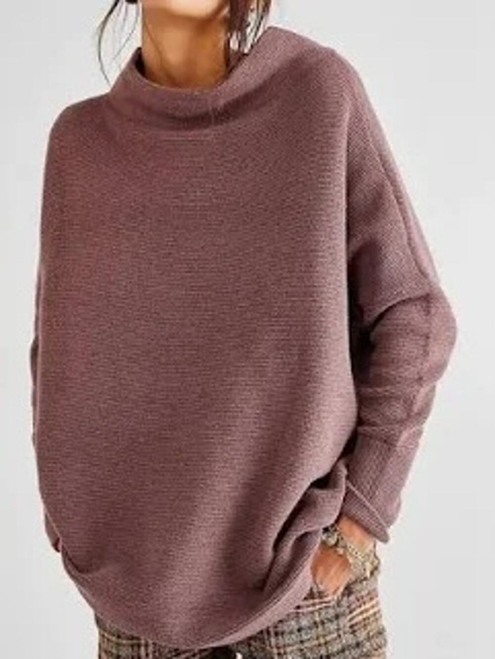 Free People Ottoman Slouchy Tunic Sweater Oversized Womens Stretch Taupe XS